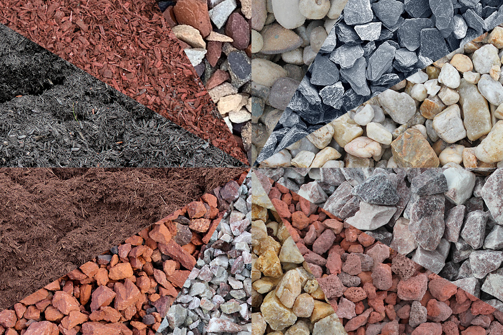 Close up image of several Wilson Blacktop's landscaping materials